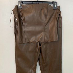 Weworewhat- Pleather strapless top and pants set! Size 4 top /28 pant
